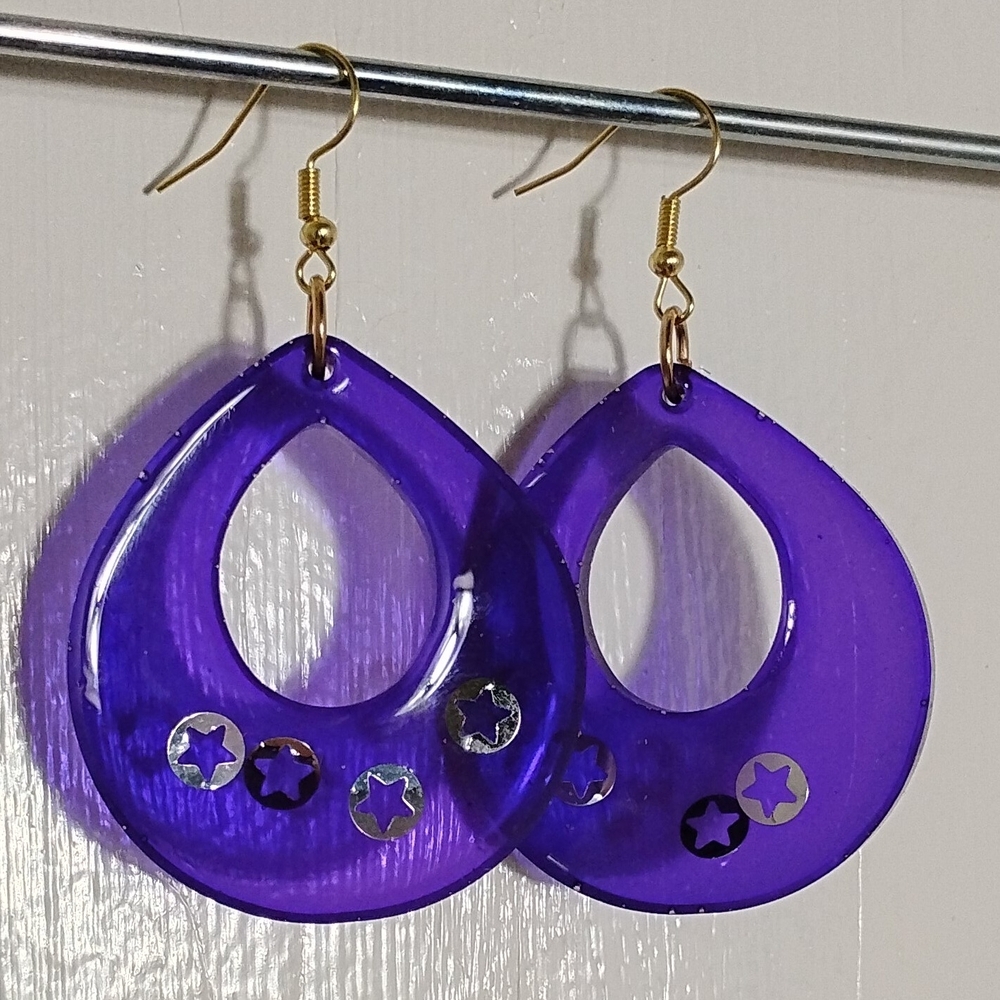 Elegant Purple Star Earrings